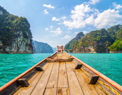 Boat ride through tropical islands